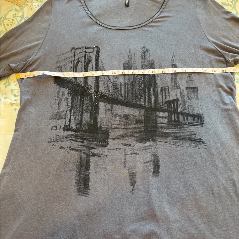 Edista New York City Gray 3/4 Sleeve Top- 1X - Picture 8 of 10